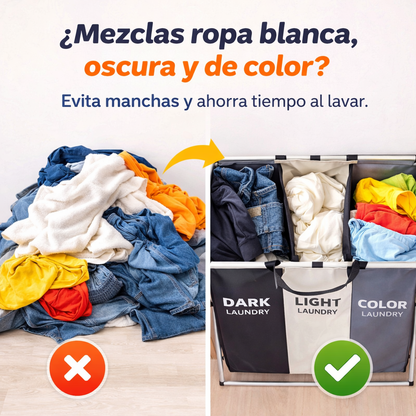 ❌ Evita manchas en tu ropa, 🧺 ¡Organiza tu lavandería! Canasto Ropa Sucia X 3
