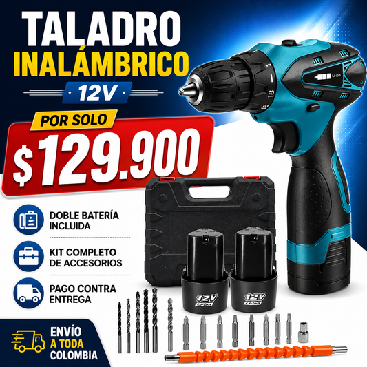 🔥 Taladro Inalámbrico 12V Por Solo $129.900 🔋 Incluye 2 Baterías Recargables