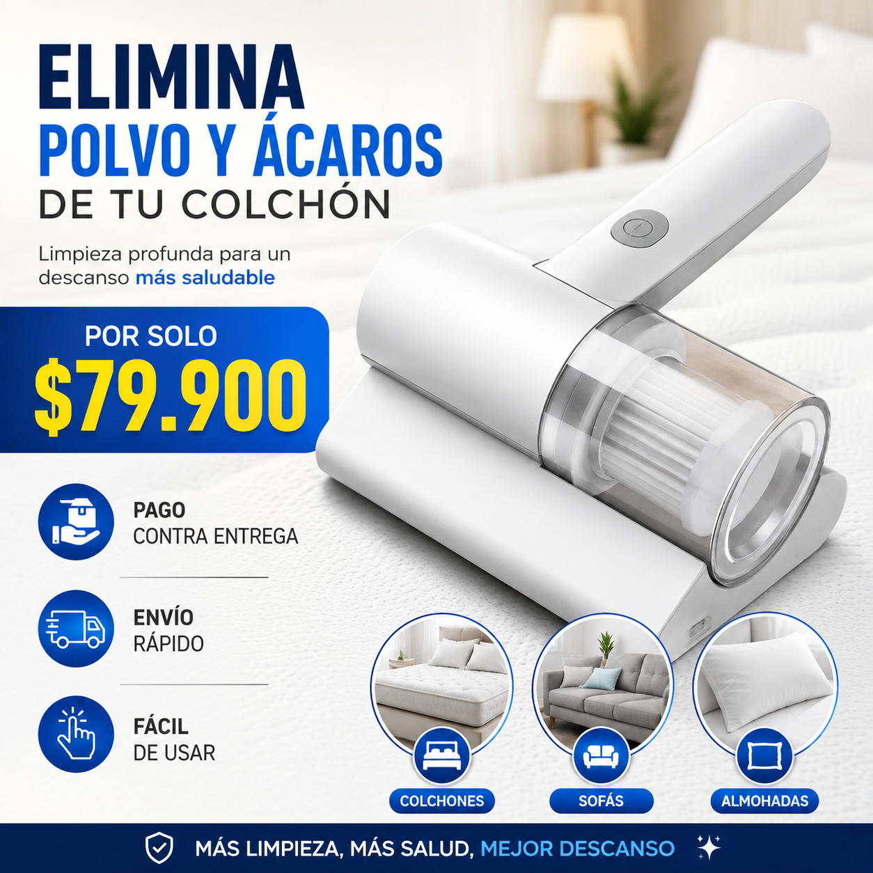 🛏️ ELIMINA POLVO Y ÁCAROS DE TU COLCHÓN ✨ Limpieza profunda para un descanso más saludable