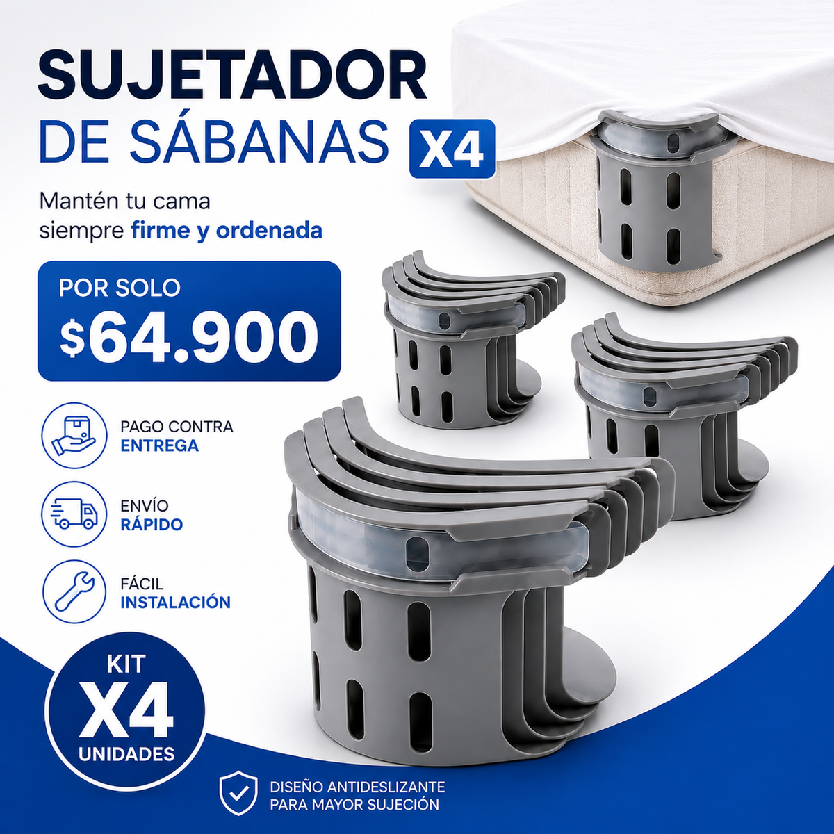 ¡ADIÓS A LAS SÁBANAS SUELTAS! Mantén tu cama firme, ordenada y sin arrugas toda la noche.