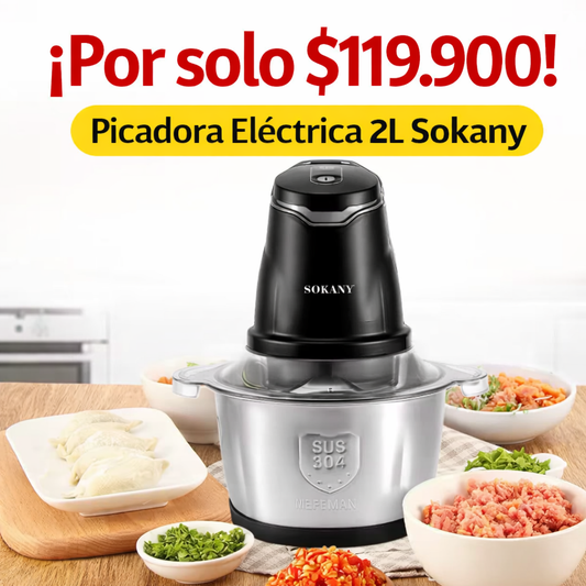🔥 ¡Pica todo en segundos y ahorra tiempo en cada comida! Picadora Eléctrica 2L Sokany