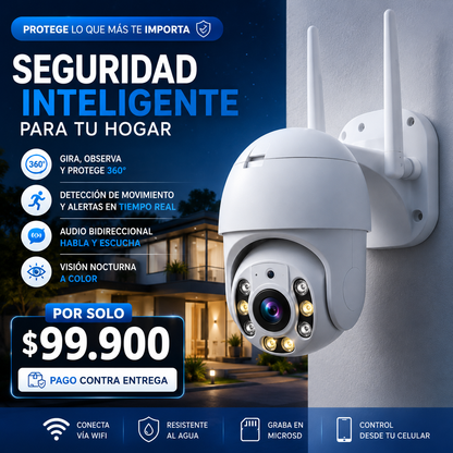 Vigila tu hogar desde cualquier lugar! Control total con giro de 360°.