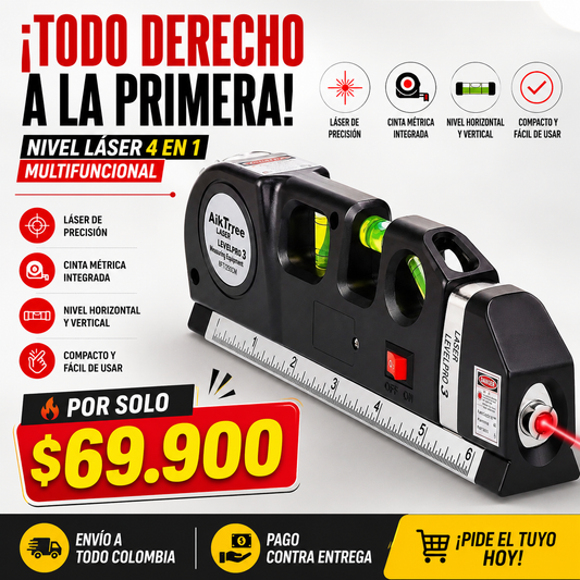 ✅ Alinea, mide y nivela con precisión 🚀 Nivel Láser 4 en 1 Multifuncional