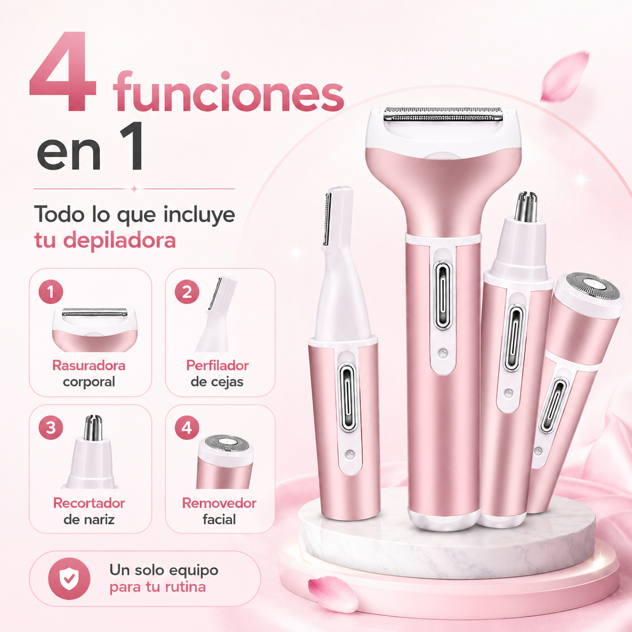 Piel suave en minutos con tu Depiladora 4 en 1