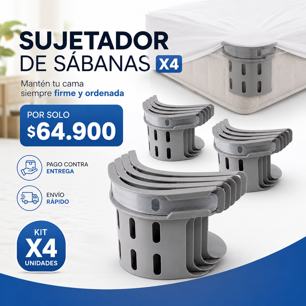 ¡ADIÓS A LAS SÁBANAS SUELTAS! Mantén tu cama firme, ordenada y sin arrugas toda la noche.