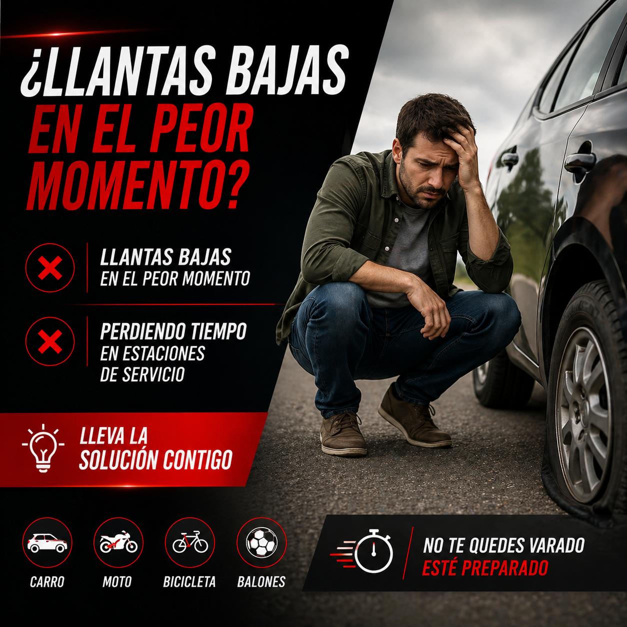 Infla tus llantas en minutos y sin esfuerzo – Inflador Portátil Inteligente