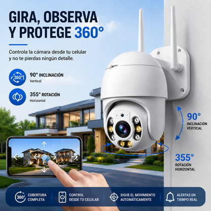 Vigila tu hogar desde cualquier lugar! Control total con giro de 360°.