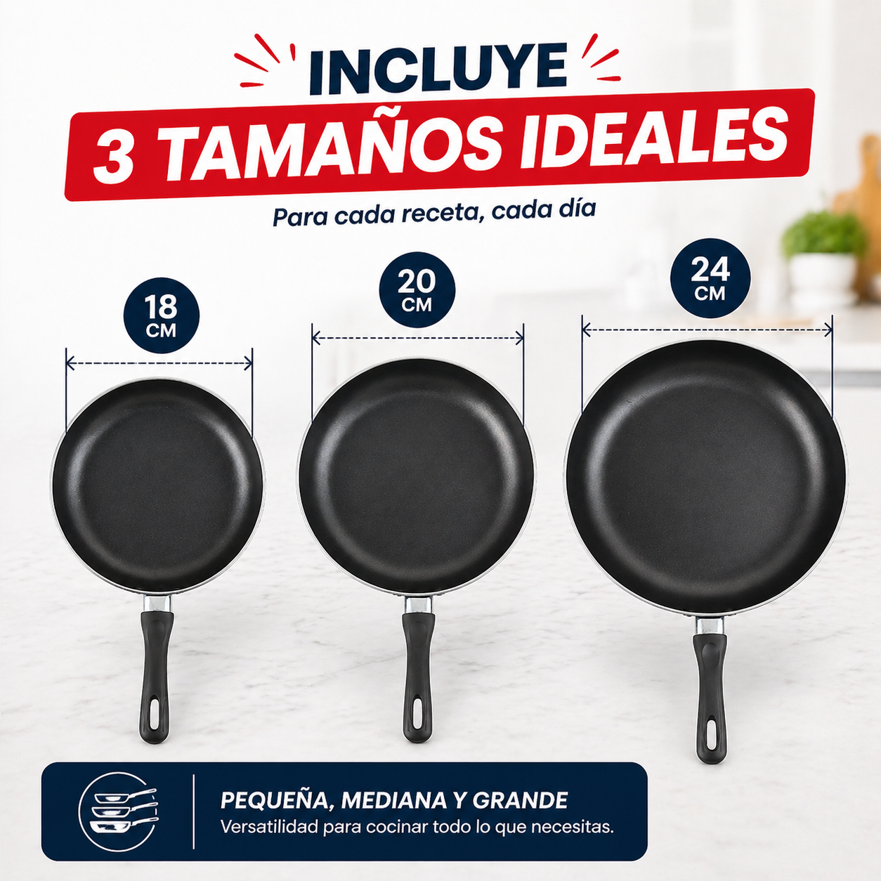 ¡Cocina sin que se pegue y ahorra con esta oferta única! Set x3 Sartenes Antiadherentes