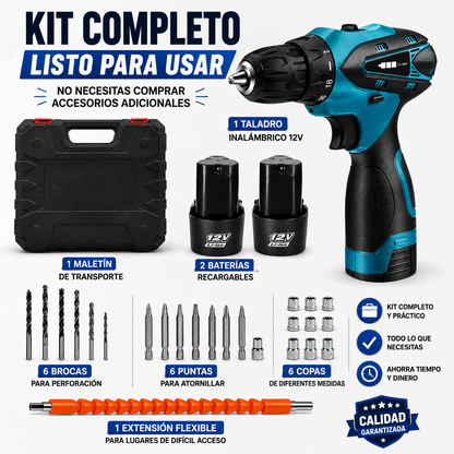 🔥 Taladro Inalámbrico 12V Por Solo $129.900 🔋 Incluye 2 Baterías Recargables