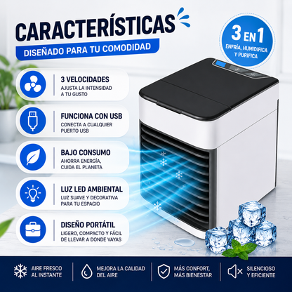 ❄️ DILE ADIÓS AL CALOR CON EL MINI AIRE ACONDICIONADO PORTÁTIL 3 EN 1 💨