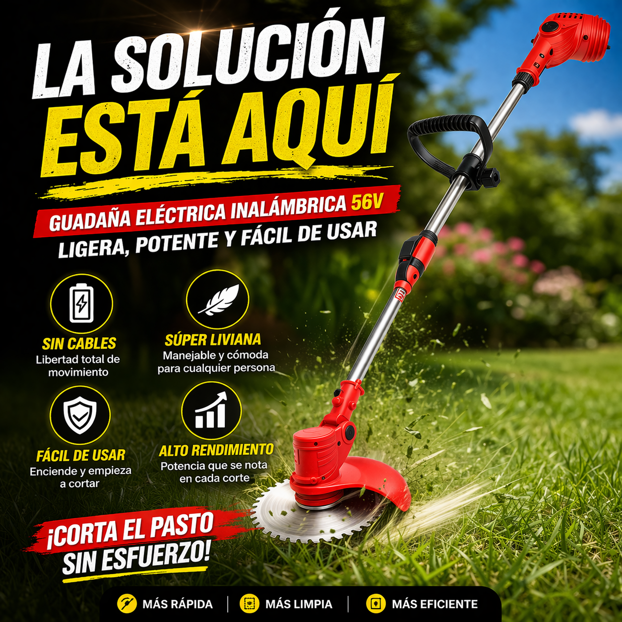 ¡Transforma tu jardín en minutos sin esfuerzo y con resultados profesionales! 🌿⚡ | Guadaña Eléctrica Inalámbrica 56V