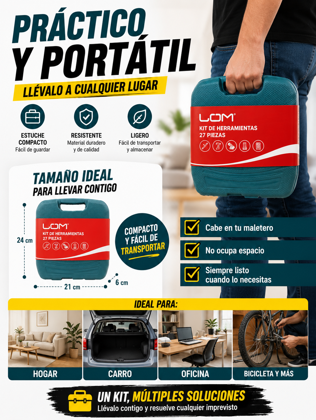 🔧 ¡El kit que todo hogar necesita! — Kit de Herramientas 27 Piezas