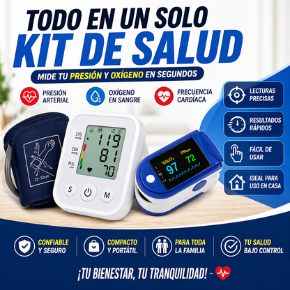 ¡Por solo $89.900 cuida tu salud desde casa con precisión y confianza! Combo Tensiómetro Digital + Oxímetro de Pulso