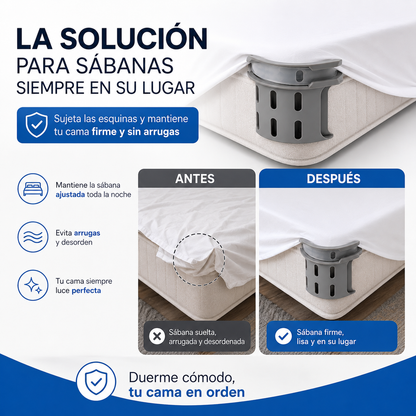 ¡ADIÓS A LAS SÁBANAS SUELTAS! Mantén tu cama firme, ordenada y sin arrugas toda la noche.