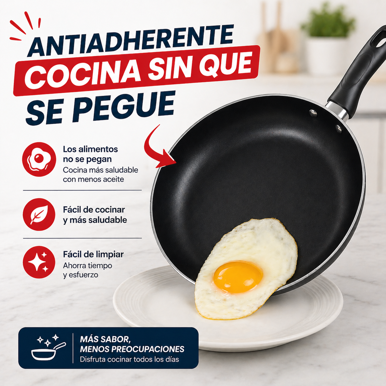 ¡Cocina sin que se pegue y ahorra con esta oferta única! Set x3 Sartenes Antiadherentes