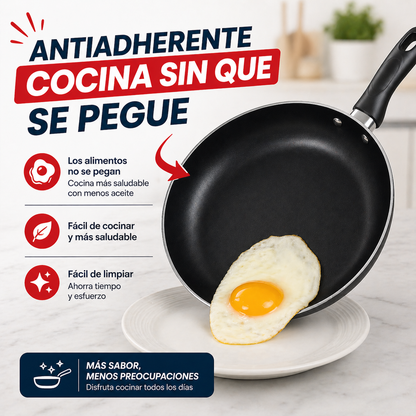¡Cocina sin que se pegue y ahorra con esta oferta única! Set x3 Sartenes Antiadherentes