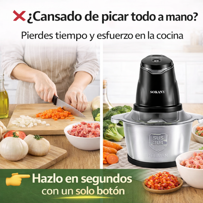 🔥 ¡Pica todo en segundos y ahorra tiempo en cada comida! Picadora Eléctrica 2L Sokany