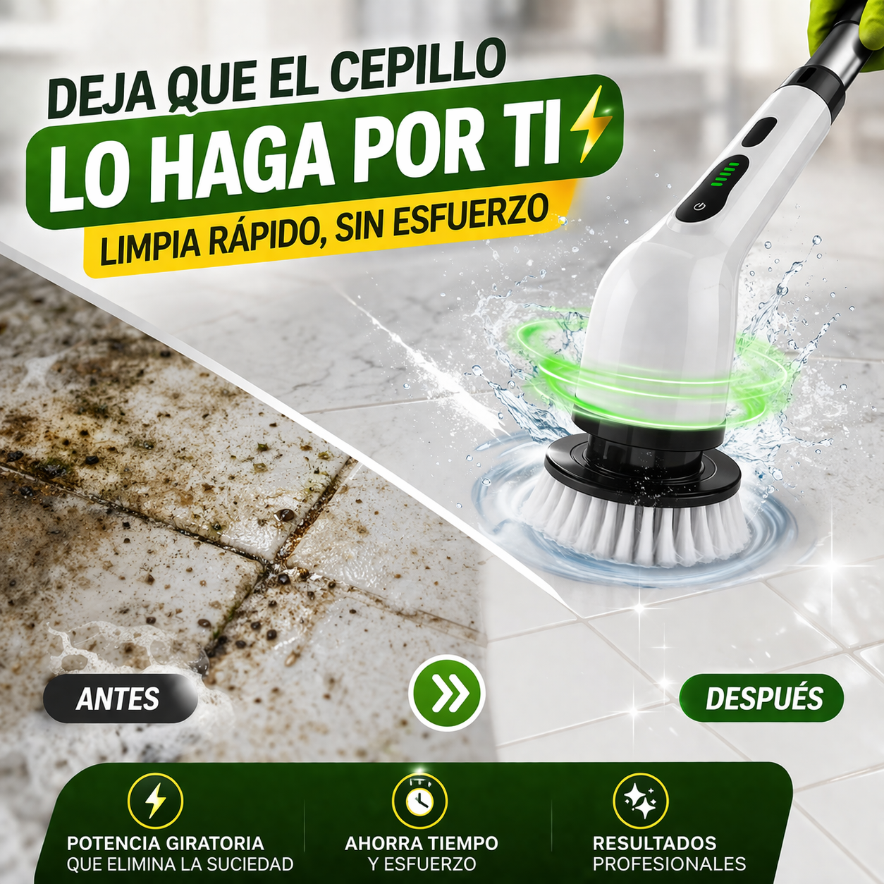 😩 ¿Cansado de tallar por horas? ⚡ Limpia sin esfuerzo en segundos. Cepillo Eléctrico Limpieza Giratorio 9 En 1