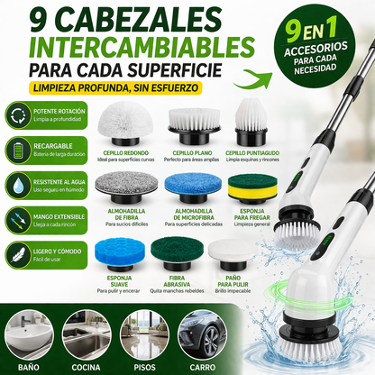 😩 ¿Cansado de tallar por horas? ⚡ Limpia sin esfuerzo en segundos. Cepillo Eléctrico Limpieza Giratorio 9 En 1