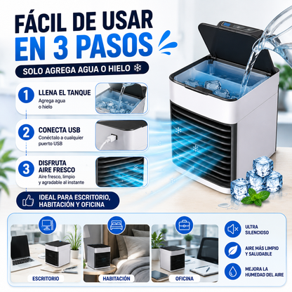 ❄️ DILE ADIÓS AL CALOR CON EL MINI AIRE ACONDICIONADO PORTÁTIL 3 EN 1 💨