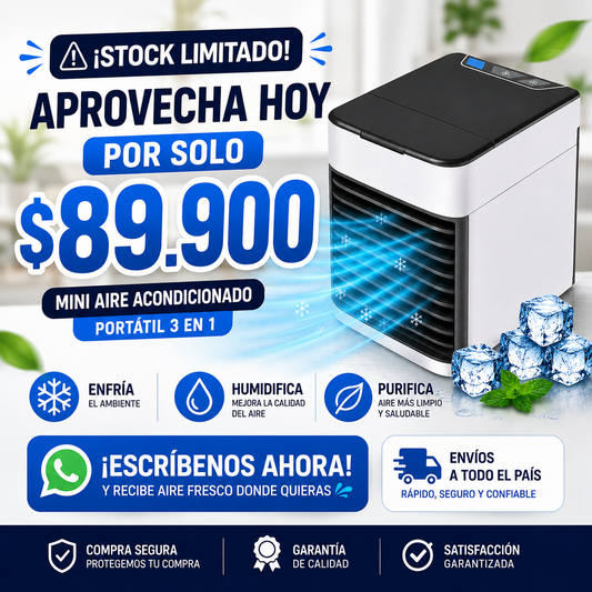 ❄️ DILE ADIÓS AL CALOR CON EL MINI AIRE ACONDICIONADO PORTÁTIL 3 EN 1 💨