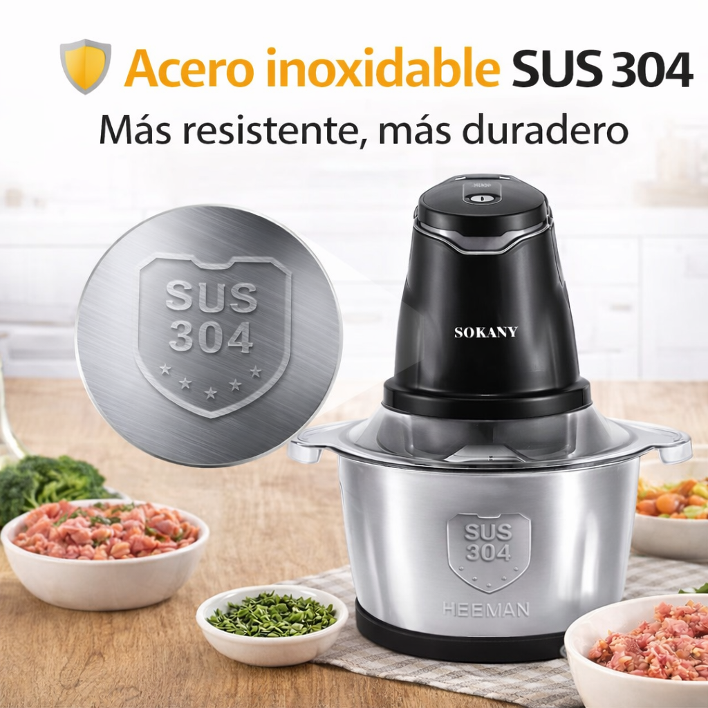 🔥 ¡Pica todo en segundos y ahorra tiempo en cada comida! Picadora Eléctrica 2L Sokany