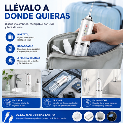Adiós residuos entre dientes: mejora tu higiene diaria con el Irrigador Bucal Portátil