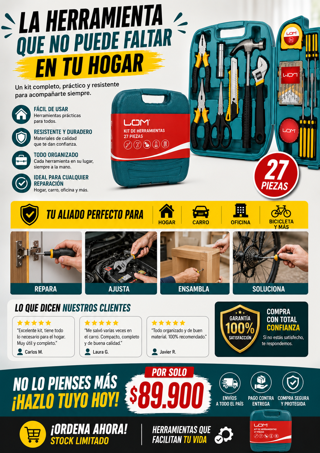 🔧 ¡El kit que todo hogar necesita! — Kit de Herramientas 27 Piezas