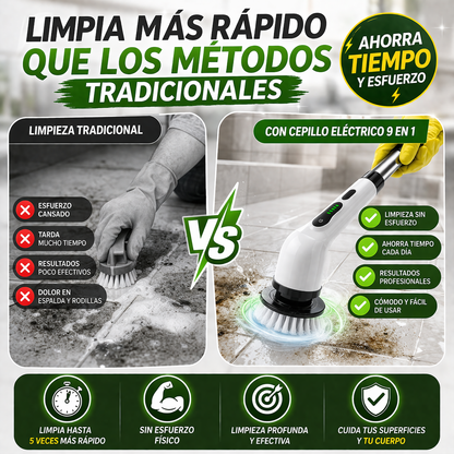 😩 ¿Cansado de tallar por horas? ⚡ Limpia sin esfuerzo en segundos. Cepillo Eléctrico Limpieza Giratorio 9 En 1