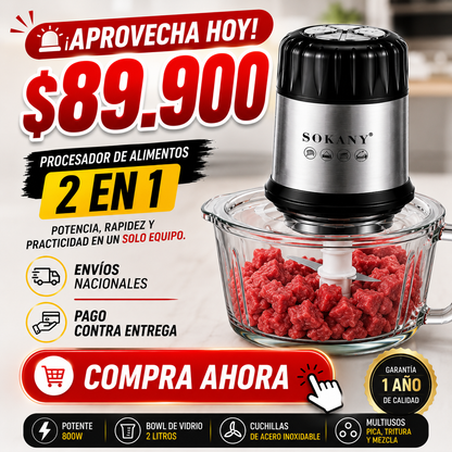 🔥 TRITURA, PICA Y MEZCLA EN SEGUNDOS ⚡ PROCESADOR DE ALIMENTOS MULTIFUNCIONAL SOKANY