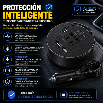 🔥 ¿Sin batería en el carro? Carga TODOS tus dispositivos donde sea con el Inversor de Corriente