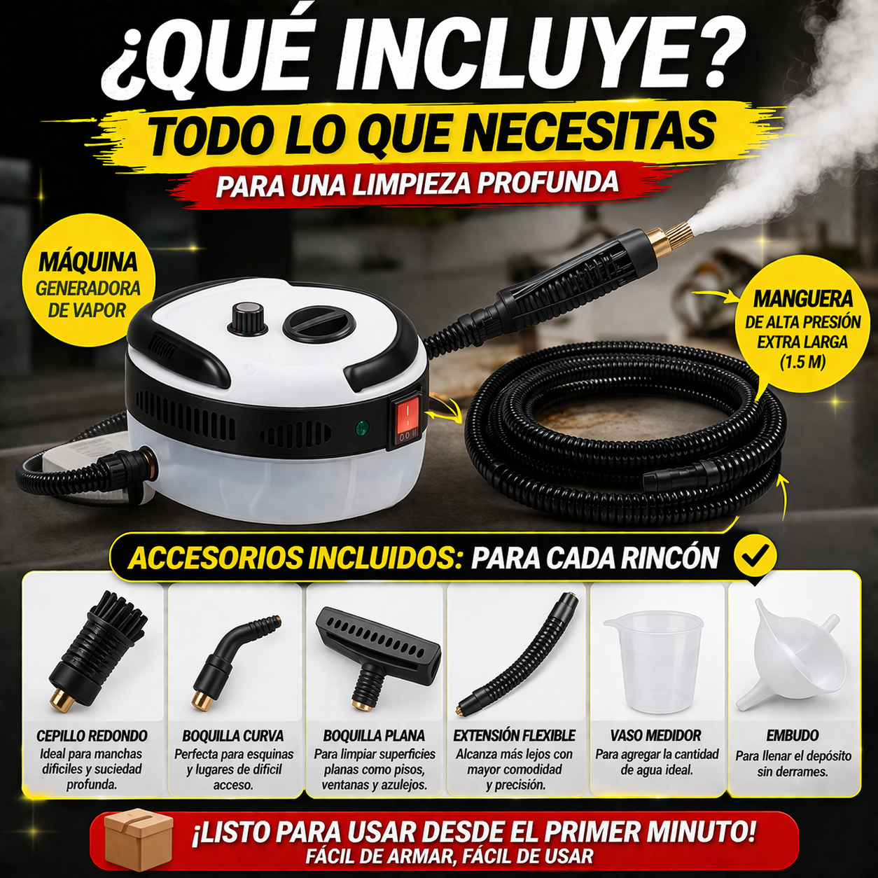 ¡Deja todo como nuevo en minutos con el Limpiador de Vapor de Alta Presión!