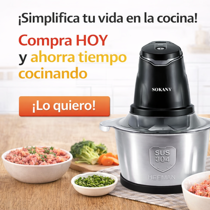 🔥 ¡Pica todo en segundos y ahorra tiempo en cada comida! Picadora Eléctrica 2L Sokany