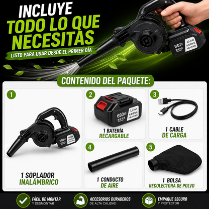 El aliado perfecto para limpiar rápido, Ideal para hogar, auto y taller. Aspiradora y sopladora inalámbrica