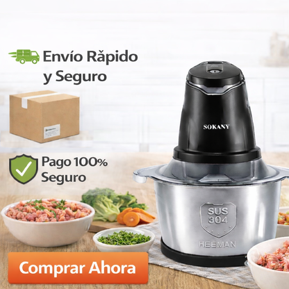 🔥 ¡Pica todo en segundos y ahorra tiempo en cada comida! Picadora Eléctrica 2L Sokany